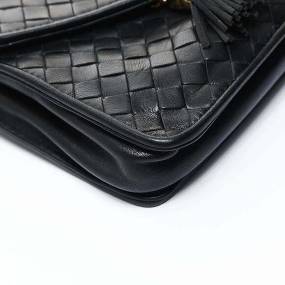 BOTTEGA VENETA Black Leather Intrecciato Shoulder Bag - Picture 6 of 12